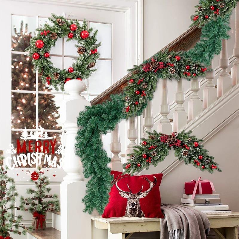พวงหรีดคริสต์มาส 50/70ซม. พวงดอกไม้ตกแต่งบ้าน แขวนประตู ต้นคริสต์มาส ของตกแต่งปีใหม่ Merry Christmas DIY ตกแต่งห้อง/งานแต่ง christmas decor home หิมะเทียม สายรุ้ง ปี ใหม่ ตัว อักษร