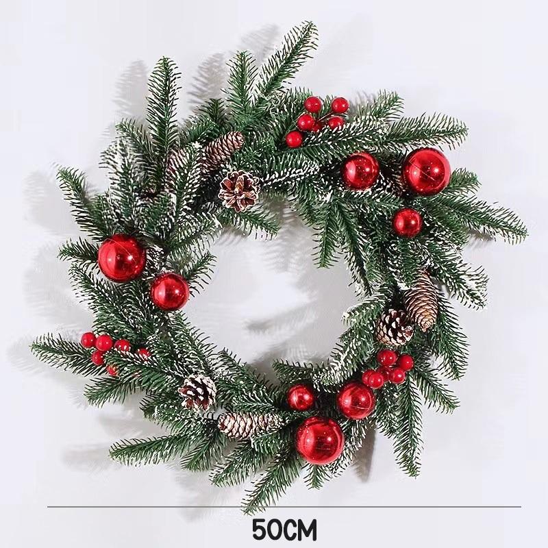 พวงหรีดคริสต์มาส 50/70ซม. พวงดอกไม้ตกแต่งบ้าน แขวนประตู ต้นคริสต์มาส ของตกแต่งปีใหม่ Merry Christmas DIY ตกแต่งห้อง/งานแต่ง christmas decor home หิมะเทียม สายรุ้ง ปี ใหม่ ตัว อักษร