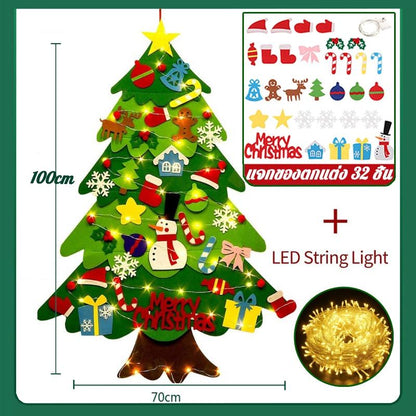 DIY เพดาน 3D นับถือหลาด Felt Christmas Tree ประเพณีพร้อมไฟ LED ของเล่นเด็ก ตกแต่งบ้าน ปีใหม่ของตกแต่งเทศกาลสุดน่ารักในเทียม ซานตาคลอส เป่าลมนักร้อง อักษรงานแต่ง