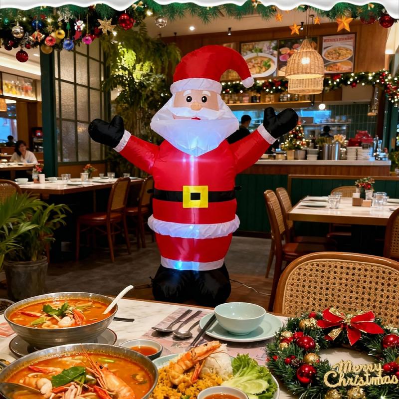 ซานต้าเป่าลมขนาดใหญ่ 2.4M พร้อมไฟ LED และอะแดปเตอร์ ของตกแต่งคริสต์มาสกลางแจ้ง เครื่องประดับซานตาคลอสพองลมสำหรับบ้านและงานปาร์ตี้