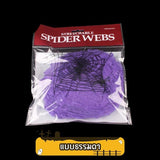 ใยแมงมุมปลอมสีสันสดใส พร้อมแมงมุมตกแต่ง พร็อพปาร์ตี้ฮาโลวีน ตกแต่งบ้านผีสิง ฉากหนีห้องผีสิง