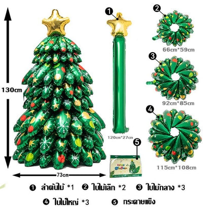 ชุดลูกโป่งคริสต์มาส 4D/3D ｜ ใช้ซ้ำได้ ｜ พร้อมปั๊มลม+ไฟประดับ