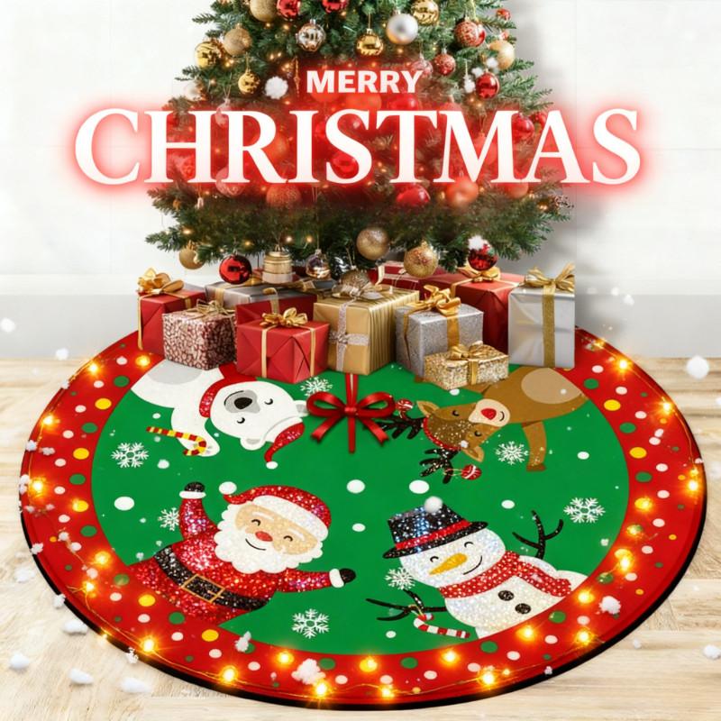 กระโปรงต้นคริสต์มาส 90 ซม. พรมฐานต้นคริสต์มาส ลายลูกอม กวางเอลก์ เบอร์รี่ สีแดงสด ของตกแต่งบ้านปีใหม่ ของขวัญคริสต์มาส พรมตกแต่งพื้น christmas  decor  home ต้น  คริสต์มาส  มินิมอล สายรุ้ง  ปี  ใหม่ ตัว  อักษร  งานแต่ง