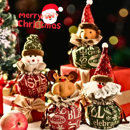 ถุงของขวัญคริสต์มาส ถักซานตา ลายเกล็ดหิมะ กวาง ซานต้า กระเป๋าแอปเปิ้ล ถุงขนม ตกแต่งคริสต์มาส ปีใหม่ ของขวัญน่ารัก สไตล์โฮมเดคอร์