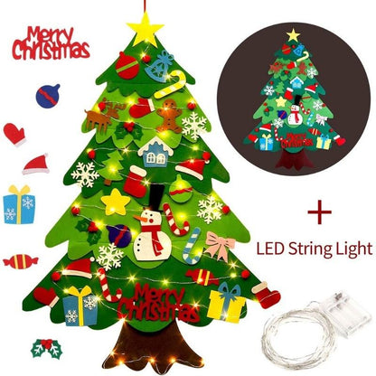 DIY เพดาน 3D นับถือหลาด Felt Christmas Tree ประเพณีพร้อมไฟ LED ของเล่นเด็ก ตกแต่งบ้าน ปีใหม่ของตกแต่งเทศกาลสุดน่ารักในเทียม ซานตาคลอส เป่าลมนักร้อง อักษรงานแต่ง