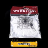 ใยแมงมุมปลอมสีสันสดใส พร้อมแมงมุมตกแต่ง พร็อพปาร์ตี้ฮาโลวีน ตกแต่งบ้านผีสิง ฉากหนีห้องผีสิง