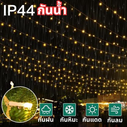 ไฟประดับปิงปอง 9 เมตร 100 หลอด LED ไฟตกแต่งคริสต์มาส ไฟกระพริบ 8 โหมด กันน้ำ กันฝน ใช้ได้ทั้งในบ้านและนอกบ้าน สวน งานปาร์ตี้ วินเทจ