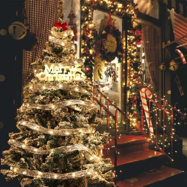 ไฟริบบิ้นคริสต์มาส LED 5/10M  ไฟประดับต้นคริสต์มาส ไฟตกแต่งบ้าน ปีใหม่ สายไฟนางฟ้า DIY ตกแต่งงานปาร์ตี้ ต้น  คริสต์มาส  ต้น  ใหญ่ ต้น  คริสต์มาส  มินิมอล