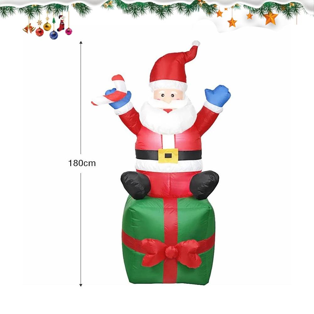 ซานต้าเป่าลมขนาดใหญ่ 2.4M พร้อมไฟ LED และอะแดปเตอร์ ของตกแต่งคริสต์มาสกลางแจ้ง เครื่องประดับซานตาคลอสพองลมสำหรับบ้านและงานปาร์ตี้