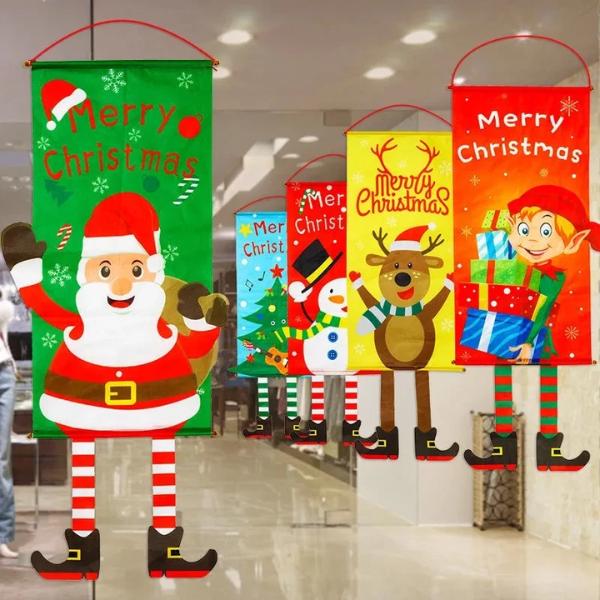 ป้ายแบนเนอร์ลายซานตาคลอส ธงแขวนตกแต่งคริสต์มาส ประตูบ้าน งานปาร์ตี้ ปีใหม่ ของตกแต่งบ้านสุดฮิต  ลูกโป่งรถถัง
