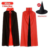 ผ้าคลุมฮาโลวีนสองด้าน สีดำแดง  เสื้อคลุมแวมไพร์ แฟนซีคอสเพลย์แม่มด สำหรับเด็กและผู้ใหญ่ 90–150ซม
