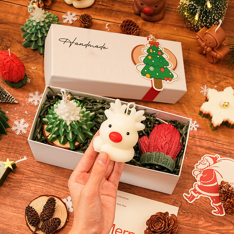 ขายส่ง ต้นคริสต์มาสกวางออกแบบเทียนหอมถั่วเหลืองชุด DIY Craft Xmas ของขวัญสําหรับเพื่อนครอบครัวตกแต่งบ้าน