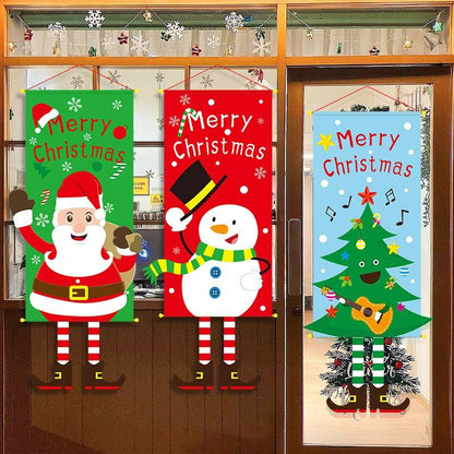 แบนนเนอร์ ตกแต่งคริสต์มาส 2026 แบบแขวน ลายซานตาครอส ถุงเท้า พวงมาลัย สโนว์แมน ของขวัญปีใหม่ ใช้ซ้ำได้ สำหรับคริสต์มาส ปีใหม่﻿