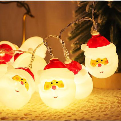 ไฟคริสต์มาส LED 10 ดวง 1.5M ไฟตกแต่งซานตาคลอส ต้นคริสต์มาส ตุ๊กตาหิมะ ไฟประดับบ้านงานปาร์ตี้ ไฟพวงมาลัยใช้ถ่านสำหรับเทศกาล