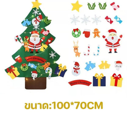 DIY เพดาน 3D นับถือหลาด Felt Christmas Tree ประเพณีพร้อมไฟ LED ของเล่นเด็ก ตกแต่งบ้าน ปีใหม่ของตกแต่งเทศกาลสุดน่ารักในเทียม ซานตาคลอส เป่าลมนักร้อง อักษรงานแต่ง
