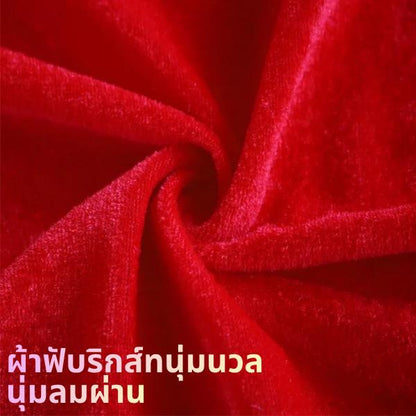 ชุดซานตาคลอส ผ้าคลุมคริสต์มาส แฟนซี เสื้อคลุมซานตี้ ผ้ากำมะหยี่แดง Xmas สำหรับเด็กผู้ใหญ่ แต่งตัวปาร์ตี้ ของขวัญ