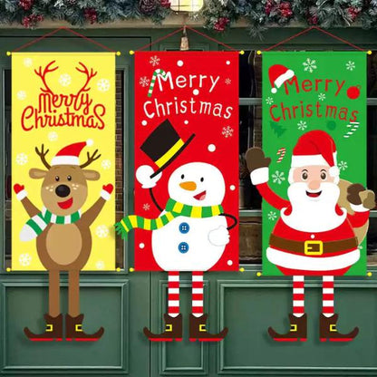 ป้ายแบนเนอร์ลายซานตาคลอส ธงแขวนตกแต่งคริสต์มาส ประตูบ้าน งานปาร์ตี้ ปีใหม่ ของตกแต่งบ้านสุดฮิต  ลูกโป่งรถถัง