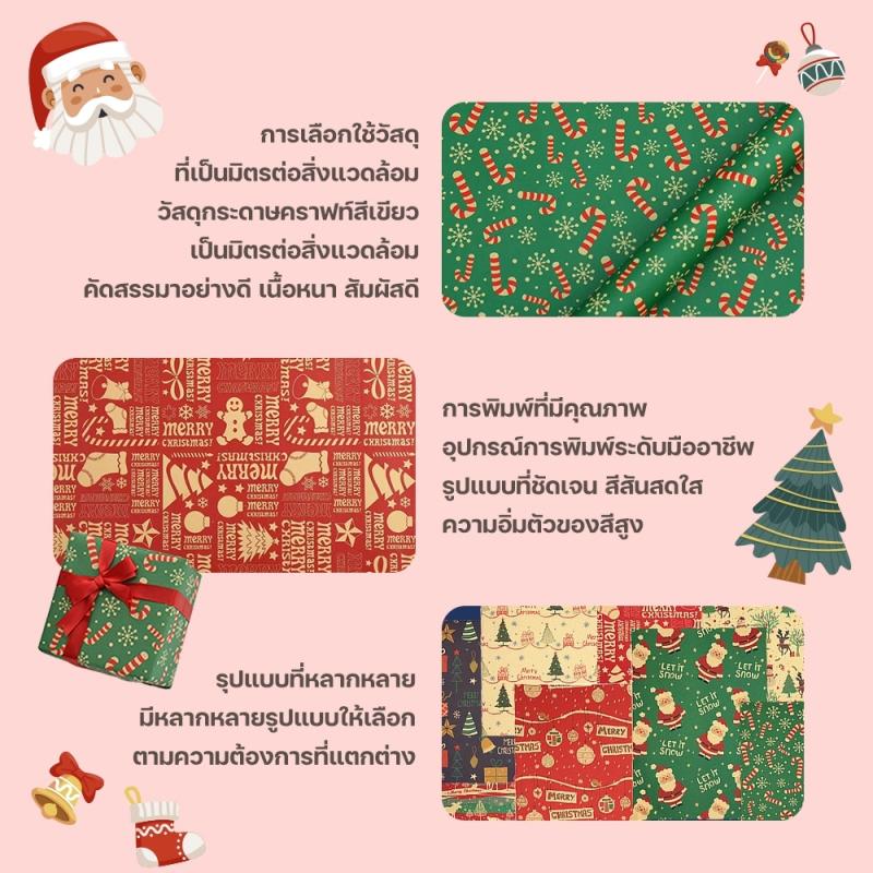 เช่นเดียวกับห่อของขวัญปีใหม่ 50x70cm DIY พร้อมด้วยฟอยล์ตรวจของขวัญ Xmas สุดคุ้ม