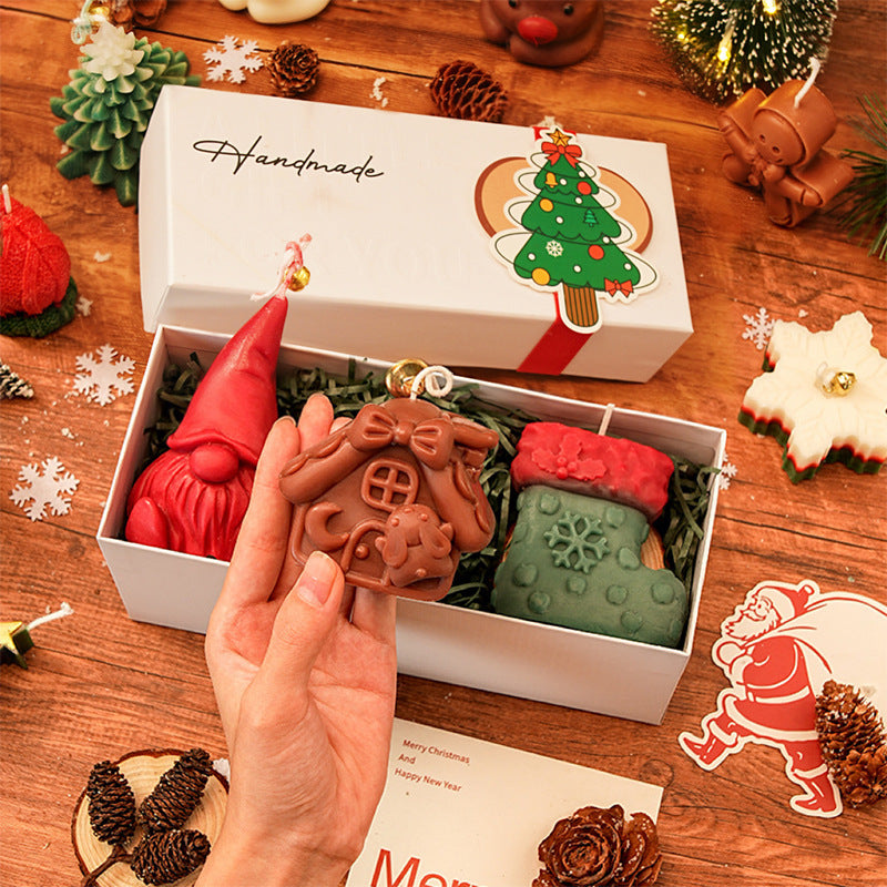 ขายส่ง ต้นคริสต์มาสกวางออกแบบเทียนหอมถั่วเหลืองชุด DIY Craft Xmas ของขวัญสําหรับเพื่อนครอบครัวตกแต่งบ้าน