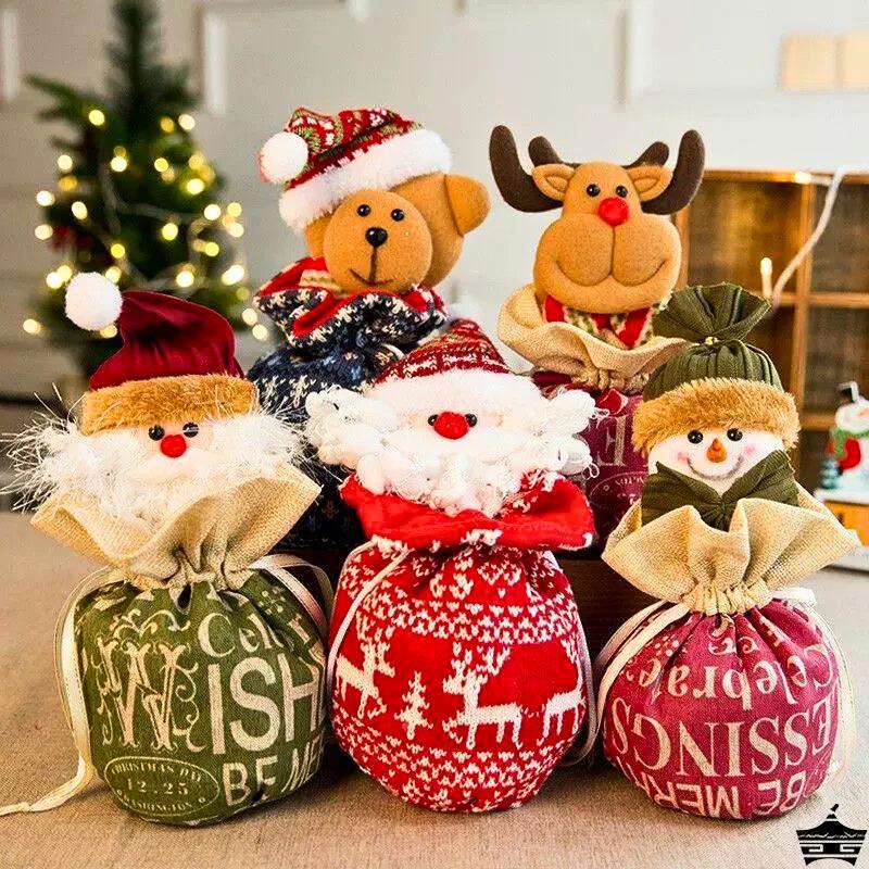 ถุงของขวัญคริสต์มาส ถักซานตา ลายเกล็ดหิมะ กวาง ซานต้า กระเป๋าแอปเปิ้ล ถุงขนม ตกแต่งคริสต์มาส ปีใหม่ ของขวัญน่ารัก สไตล์โฮมเดคอร์