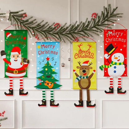 ป้ายแบนเนอร์ลายซานตาคลอส ธงแขวนตกแต่งคริสต์มาส ประตูบ้าน งานปาร์ตี้ ปีใหม่ ของตกแต่งบ้านสุดฮิต  ลูกโป่งรถถัง