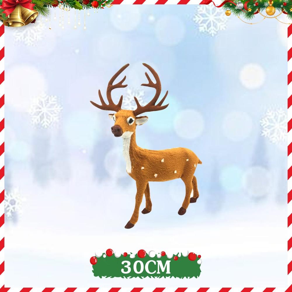 ตุ๊กตากวางเรนเดียร์ ของตกแต่งคริสต์มาส ซานต้า ปาร์ตี้ปีใหม่ โมเดลกวางเอลก์จําลอง ตกแต่งบ้าน ตกแต่งสวน ของขวัญปีใหม่ งานฝีมือ 15/20/25/30/35/40 ซม.