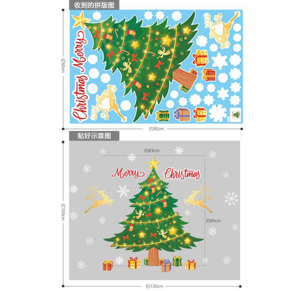 สติ๊กเกอร์คริสต์มาส 2026 แบบกันน้ำ PVC ลายซานต้ากวางเรนเดียร์ไฟประดับสำหรับตกแต่งบ้านประตูยึดง่ายงานปาร์ตี้ปีใหม่ของเทียมเทียม