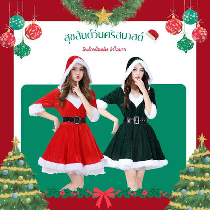 ซานตี้ 4 แบบ: เดรสกวาง, ชุดกำมะหยี่แดง แฟนซีสำหรับปาร์ตี้