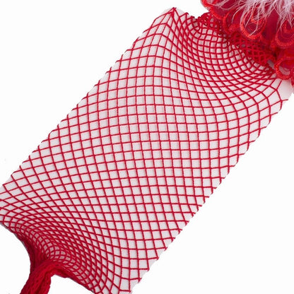 ถุงมือตาข่ายยาวคริสต์มาส สีแดง โบว์ เซ็กซี่ แฟนซี ปาร์ตี้ xmas roleplay แดงดำ ใส่สบาย ไม่บาดผิว ชุดคริสต์มาส พร้อมส่ง