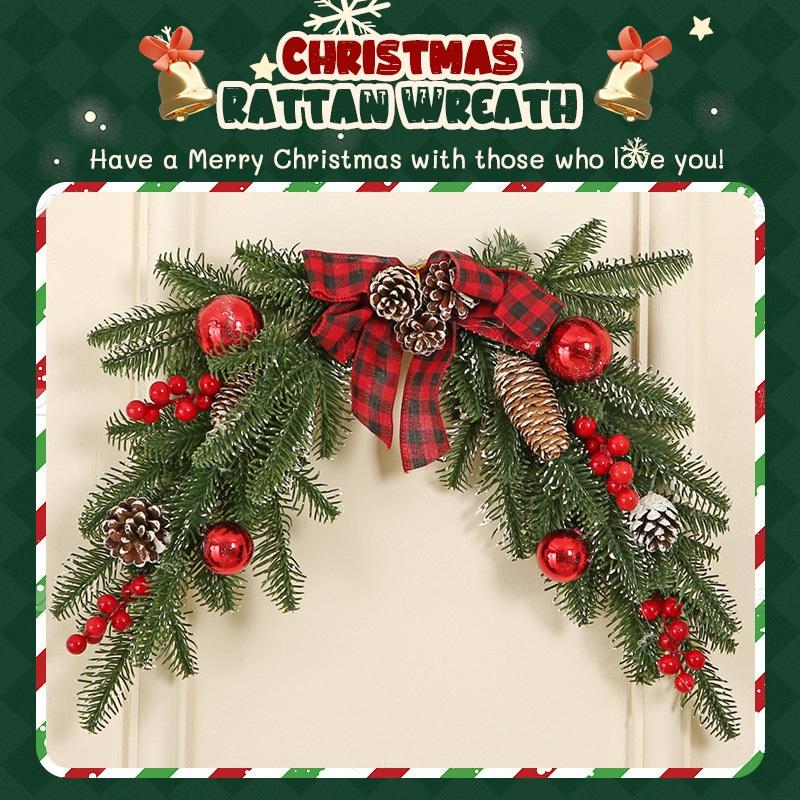 คริสต์มาสคริสต์มาส 50/70ซม. พวงดอกไม้ตกแต่งบ้าน แขวนประตูต้นคริสต์มาสของตกแต่งปีใหม่ Merry Christmas DIY ค้นหาห้อง/งานแต่ง christmas decor home สายรุ้งเทียม ปี…