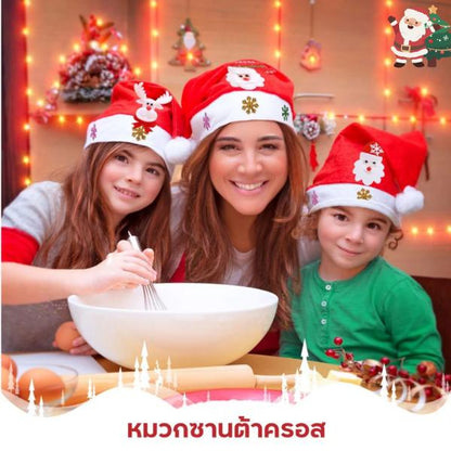 ชุดซานตาคลอส ผ้าคลุมคริสต์มาส แฟนซี เสื้อคลุมซานตี้ ผ้ากำมะหยี่แดง Xmas สำหรับเด็กผู้ใหญ่ แต่งตัวปาร์ตี้ ของขวัญ
