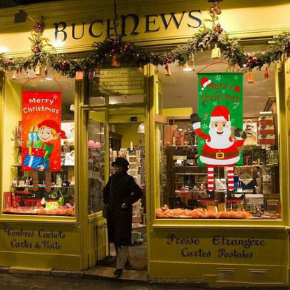 ป้ายแบนเนอร์ลายซานตาคลอส ธงแขวนตกแต่งคริสต์มาส ประตูบ้าน งานปาร์ตี้ ปีใหม่ ของตกแต่งบ้านสุดฮิต  ลูกโป่งรถถัง