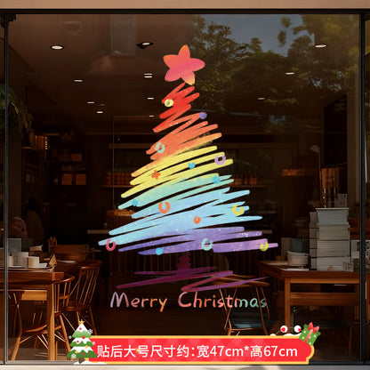สติกเกอร์หน้าต่างคริสต์มาส,ขนาดใหญ่ที่ถอดออกได้สติ๊กเกอร์ติดผนังต้นคริสต์มาส,อุปกรณ์ปาร์ตี้กันน้ํา PVC สติกเกอร์ไฟฟ้าสถิต Offices