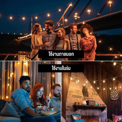 ไฟปิงปองโซล่าเซลล์ วอร์มไวท์ กันน้ำ ประหยัดไฟ สำหรับตกแต่งสวน ระเบียง แคมป์ปิ้ง 5 เมตร LED ต่อเส้นได้ ไฟ  ติด  ศาลพระภูมิ  สวย  ๆ  ดอกไม้  โซล่าเซลล์