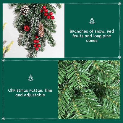 คริสต์มาสคริสต์มาส 50/70ซม. พวงดอกไม้ตกแต่งบ้าน แขวนประตูต้นคริสต์มาสของตกแต่งปีใหม่ Merry Christmas DIY ค้นหาห้อง/งานแต่ง christmas decor home สายรุ้งเทียม ปี…