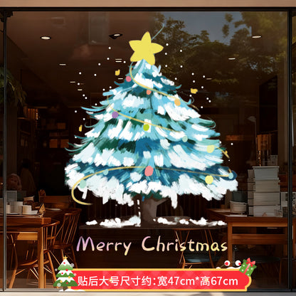 สติกเกอร์หน้าต่างคริสต์มาส,ขนาดใหญ่ที่ถอดออกได้สติ๊กเกอร์ติดผนังต้นคริสต์มาส,อุปกรณ์ปาร์ตี้กันน้ํา PVC สติกเกอร์ไฟฟ้าสถิต Offices