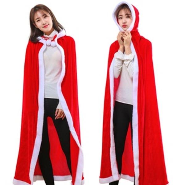 ชุดซานตาคลอส ผ้าคลุมคริสต์มาส แฟนซี เสื้อคลุมซานตี้ ผ้ากำมะหยี่แดง Xmas สำหรับเด็กผู้ใหญ่ แต่งตัวปาร์ตี้ ของขวัญ