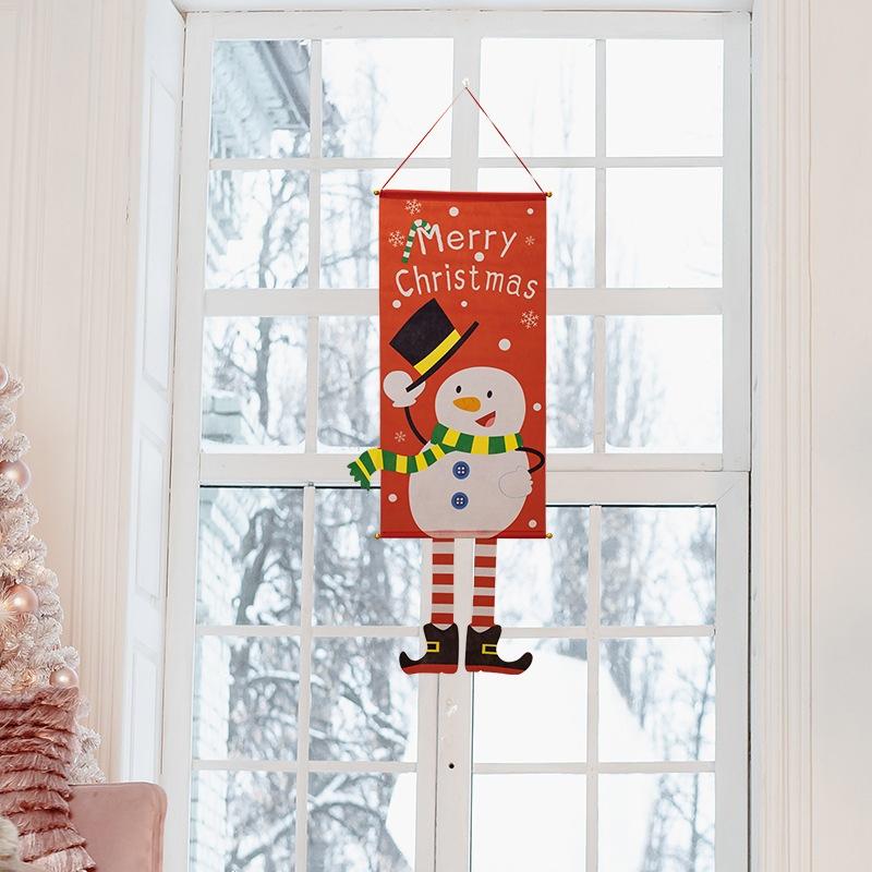 แบนนเนอร์ ตกแต่งคริสต์มาส 2026 แบบแขวน ลายซานตาครอส ถุงเท้า พวงมาลัย สโนว์แมน ของขวัญปีใหม่ ใช้ซ้ำได้ สำหรับคริสต์มาส ปีใหม่﻿