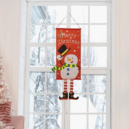 แบนนเนอร์ ตกแต่งคริสต์มาส 2026 แบบแขวน ลายซานตาครอส ถุงเท้า พวงมาลัย สโนว์แมน ของขวัญปีใหม่ ใช้ซ้ำได้ สำหรับคริสต์มาส ปีใหม่﻿