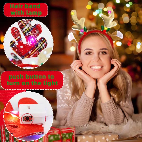 ที่คาดผมคริสต์มาส LED เขากวางเรืองแสง  หมวกซานต้า ผ้าคาดหัวแฟนซี น่ารักถ่ายรูปได้ เหมาะทั้งเด็กและผู้ใหญ่