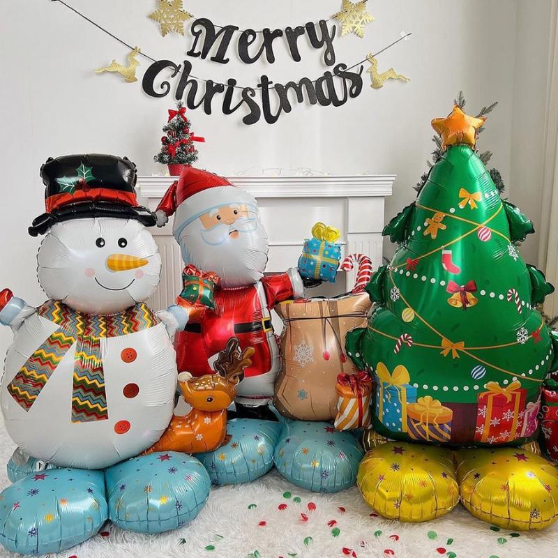 ลูกโป่งฟอยล์คริสต์มาสขนาดใหญ่ 3D ลายซานตาคลอส สโนว์แมน ต้นคริสต์มาส แบบเป่าลม ตั้งพื้นได้ เหมาะตกแต่งบ้าน งานปาร์ตี้ คริสต์มาส ปีใหม่ งานเฉลิมฉลอง ลูกโป่งคริสต์มาส
