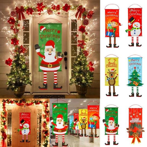 ป้ายแบนเนอร์ลายซานตาคลอส ธงแขวนตกแต่งคริสต์มาส ประตูบ้าน งานปาร์ตี้ ปีใหม่ ของตกแต่งบ้านสุดฮิต  ลูกโป่งรถถัง