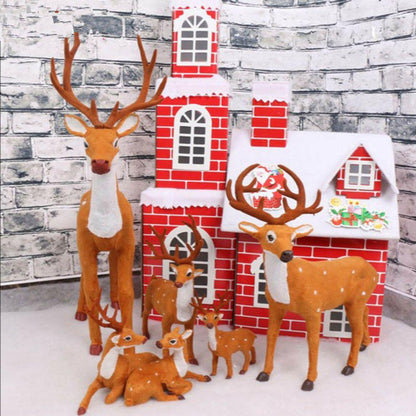 ตุ๊กตากวางเรนเดียร์ ของตกแต่งคริสต์มาส ซานต้า ปาร์ตี้ปีใหม่ โมเดลกวางเอลก์จําลอง ตกแต่งบ้าน ตกแต่งสวน ของขวัญปีใหม่ งานฝีมือ 15/20/25/30/35/40 ซม.