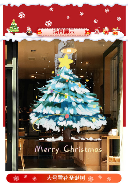 สติกเกอร์หน้าต่างคริสต์มาส,ขนาดใหญ่ที่ถอดออกได้สติ๊กเกอร์ติดผนังต้นคริสต์มาส,อุปกรณ์ปาร์ตี้กันน้ํา PVC สติกเกอร์ไฟฟ้าสถิต Offices