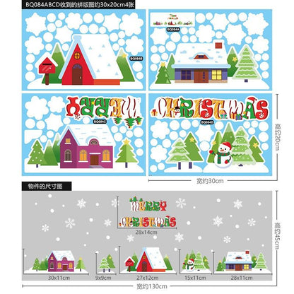 สติ๊กเกอร์คริสต์มาส 2026 แบบกันน้ำ PVC ลายซานต้ากวางเรนเดียร์ไฟประดับสำหรับตกแต่งบ้านประตูยึดง่ายงานปาร์ตี้ปีใหม่ของเทียมเทียม