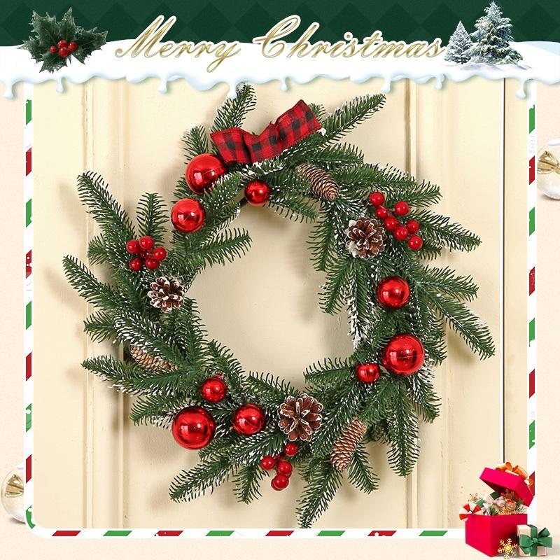 คริสต์มาสคริสต์มาส 50/70ซม. พวงดอกไม้ตกแต่งบ้าน แขวนประตูต้นคริสต์มาสของตกแต่งปีใหม่ Merry Christmas DIY ค้นหาห้อง/งานแต่ง christmas decor home สายรุ้งเทียม ปี…