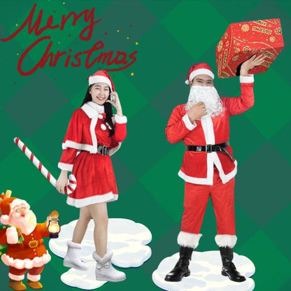 ชุดซานตี้ผู้ใหญ่สตรีชุดคริสต์มาสแฟนซีมัลติฟังก์ชั่นหมวก+ผ้าคลุมไหล่ในช่วงปาร์ตี้ X-mas พร้อมส่ง