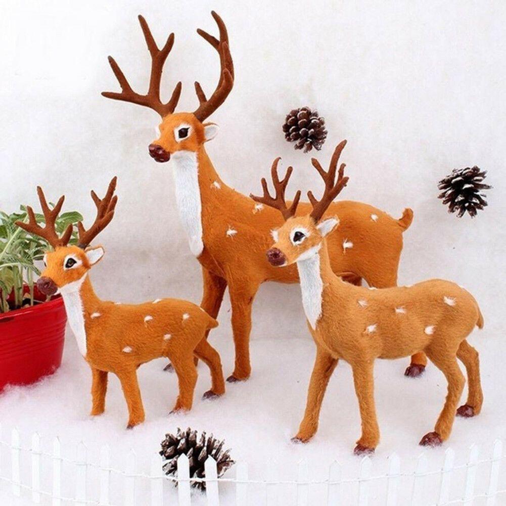 ตุ๊กตากวางเรนเดียร์ ของตกแต่งคริสต์มาส ซานต้า ปาร์ตี้ปีใหม่ โมเดลกวางเอลก์จําลอง ตกแต่งบ้าน ตกแต่งสวน ของขวัญปีใหม่ งานฝีมือ 15/20/25/30/35/40 ซม.