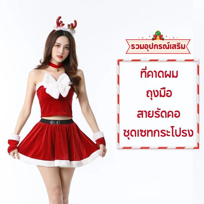 ซานตี้ 4 แบบ: เดรสกวาง, ชุดกำมะหยี่แดง แฟนซีสำหรับปาร์ตี้