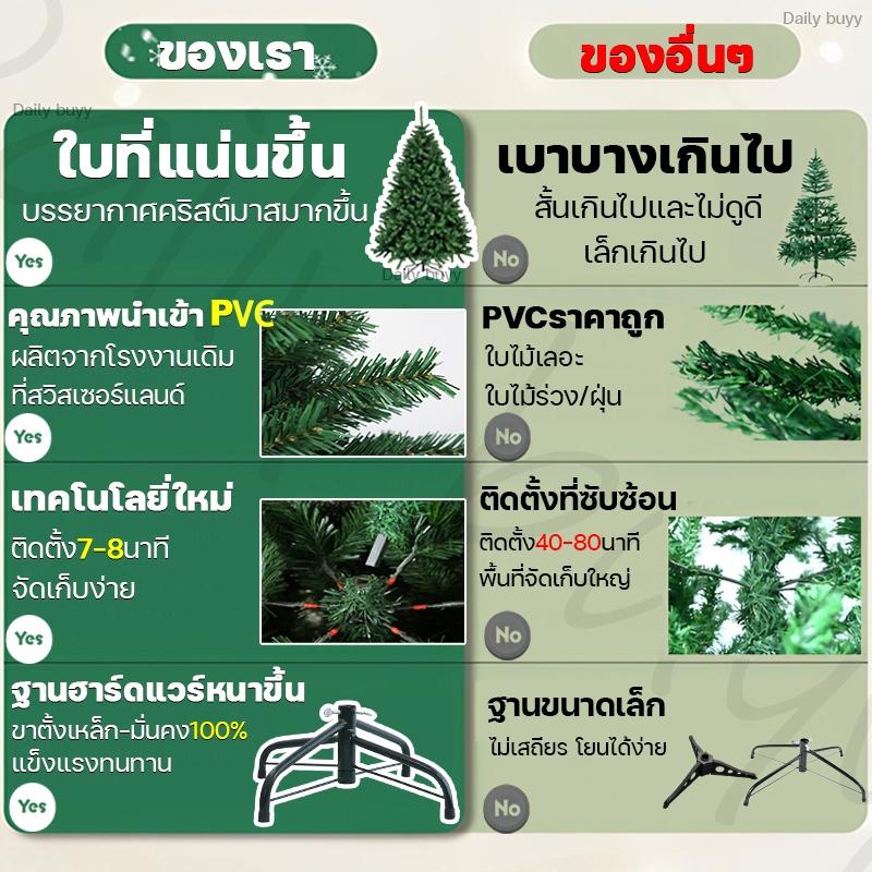 ต้นคริสต์มาสหิมะ ต้นสนคริสต์มาส พีวีซีคุณภาพสูง ตกแต่งลูกสน ผลไม้แดง กันน้ำ ทนทาน ต้นไม้ประดับ คริสต์มาส ปีใหม่ แต่งบ้าน X-mas 150/180/210 ซม ดอกไม้  ไฟ